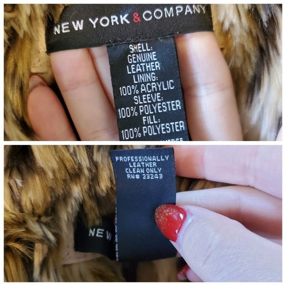 90s Y2K Suede Leather Jacket Faux Fur Leopard Collar Beige Penny Lane Sz Small - Picture 11 of 11